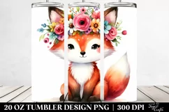Sitting Fox with Flower Crown | 20 oz Tumbler Product Image 2