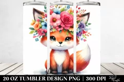 Sitting Fox with Flower Crown | 20 oz Tumbler Product Image 2
