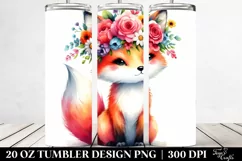 Sitting Fox with Flower Crown | 20 oz Tumbler Product Image 2
