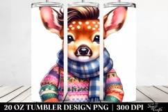 A Cute Baby Deer Winter Drawing | 20 oz Tumbler Product Image 2