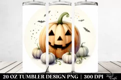 Simple Jack-O'-Lantern Watercolor Tumbler | 20 oz Tumbler Product Image 2