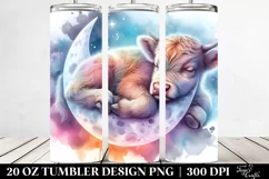 napping Baby Cow Moon. 20 Oz Tumbler Design Product Image 2