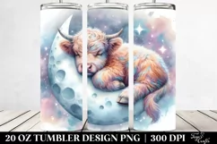 napping Baby Cow Moon. 20 Oz Tumbler Design Product Image 2