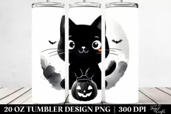 a Simple Funny Halloween Black Cat Clipart 20 Oz Tumbler Product Image 2
