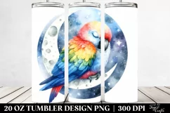 Colorful Parrot Sleeping on Moon | 20 oz Tumbler Product Image 2