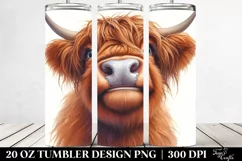 Watercolor Highland Cow Portrait with Contempt | 20 Oz Product Image 2