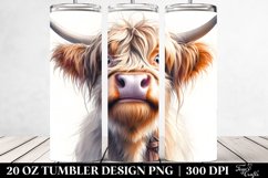 Watercolor Highland Cow Portrait | 20 Oz Tumbler Product Image 2