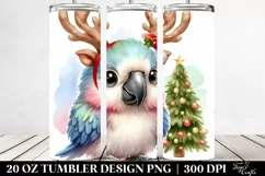 Watercolor Macaw with Reindeer Horns, High-Res 20 Oz Tumbler Product Image 2