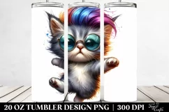 Watercolor Baby Cat Jumping, Transparent 20 Oz Tumbler Product Image 2