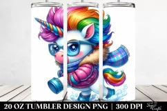 Watercolor Unicorn Running, Transparent 20 Oz Tumbler Product Image 2