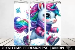 Watercolor Unicorn Running, Transparent 20 Oz Tumbler Product Image 2