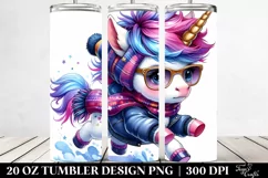 Watercolor Unicorn Running, Transparent 20 Oz Tumbler Product Image 2