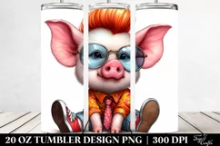 Watercolor Pig Sitting, Transparent 20 Oz Tumbler Product Image 2