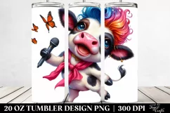 Watercolor Cow Dancing, Transparent 20 Oz Tumbler Product Image 2