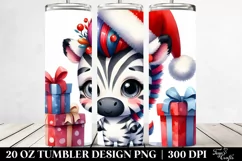 Vibrant Zebra with Santa Hat, Transparent 20 Oz Tumbler Product Image 2