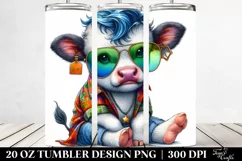 Watercolor Cow Playing, Transparent 20 Oz Tumbler Product Image 2