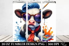 Watercolor Cow Playing, Transparent 20 Oz Tumbler Product Image 2