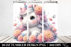 Pastel Unicorn Chrysanthemum | 20 Oz Tumbler Product Image 2