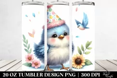 Watercolor Image Cute Baby Bird with Party Hat | 20 oz Product Image 2