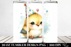 Watercolor Image Cute Baby Bird with Party Hat | 20 oz Product Image 2