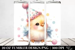 Watercolor Image Cute Baby Bird with Party Hat | 20 oz Product Image 2