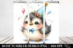 Watercolor Image Cute Baby Bird with Party Hat | 20 oz Product Image 2