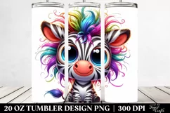 Colorful Cartoon Zebra Crazy | 20 Oz Tumbler Product Image 2