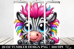 Colorful Cartoon Zebra Crazy | 20 Oz Tumbler Product Image 2