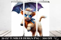 Watercolor Highlandcow Jumping, Transparent 20 Oz Tumbler Product Image 2
