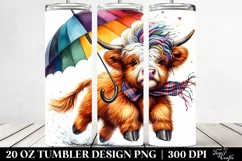 Watercolor Highlandcow Jumping, Transparent 20 Oz Tumbler Product Image 2