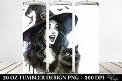 Gothic Witch with Cat Clipart 20 Oz Tumbler Product Image 2