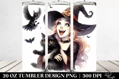 Gothic Witch with Cat Clipart 20 Oz Tumbler Product Image 2