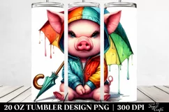 Watercolor Pig Sitting, Transparent 20 Oz Tumbler Product Image 2