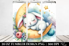 Cute Baby Bunny Sleeping on the Moon | 20 Oz Tumbler Product Image 2