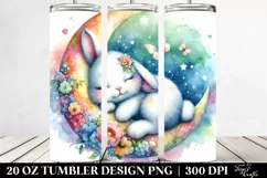 Cute Baby Bunny Sleeping on the Moon | 20 Oz Tumbler Product Image 2