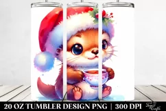 Vibrant Otter with Santa Hat, High-Quality 20 Oz Tumbler Product Image 2
