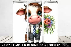 Expressive Baby Cow with Bouquet Clipart 20 Oz Tumbler Product Image 2