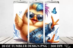 Watercolor Baby Chicken Playing, Transparent 20 Oz Tumbler Product Image 2