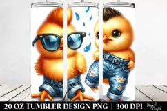 Watercolor Baby Chicken Playing, Transparent 20 Oz Tumbler Product Image 2