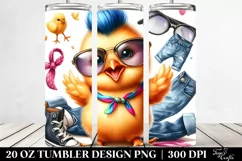 Watercolor Baby Chicken Playing, Transparent 20 Oz Tumbler Product Image 2