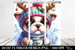Enthusiastic Bulldog with Winter Gear, 20 Oz Tumbler Product Image 2