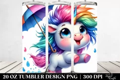 Cute Unicorn with Cool Haircut, Transparent 20 Oz Tumbler Product Image 2