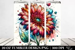Shiny Round Gerbera Watercolor Splash | 20 Oz Tumbler Product Image 2