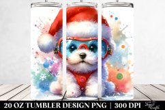 Vibrant Bichon Frise with Santa Hat, High-Quality 20 Oz Product Image 2