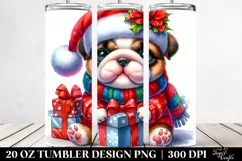 Winter Bulldog with Santa Hat, High-Quality 20 Oz Tumbler Product Image 2