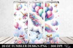 Colorful Unicorn Balloons Whimsical | 20 Oz Tumbler Product Image 2