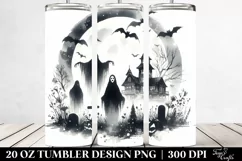 Simple Halloween Scene, Vintage Watercolor | 20 oz Tumbler Product Image 2