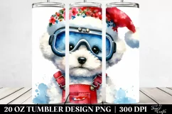 Expressive Bichon Frise with Santa Hat, 20 Oz Tumbler Product Image 2