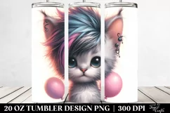 Aggressive Baby Cat with Balloons, Transparent 20 Oz Tumbler Product Image 2