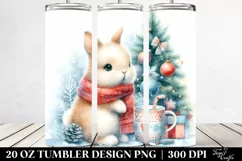 Cute Baby Bunny with Christmas Tree, Clipart 20 Oz Tumbler Product Image 2